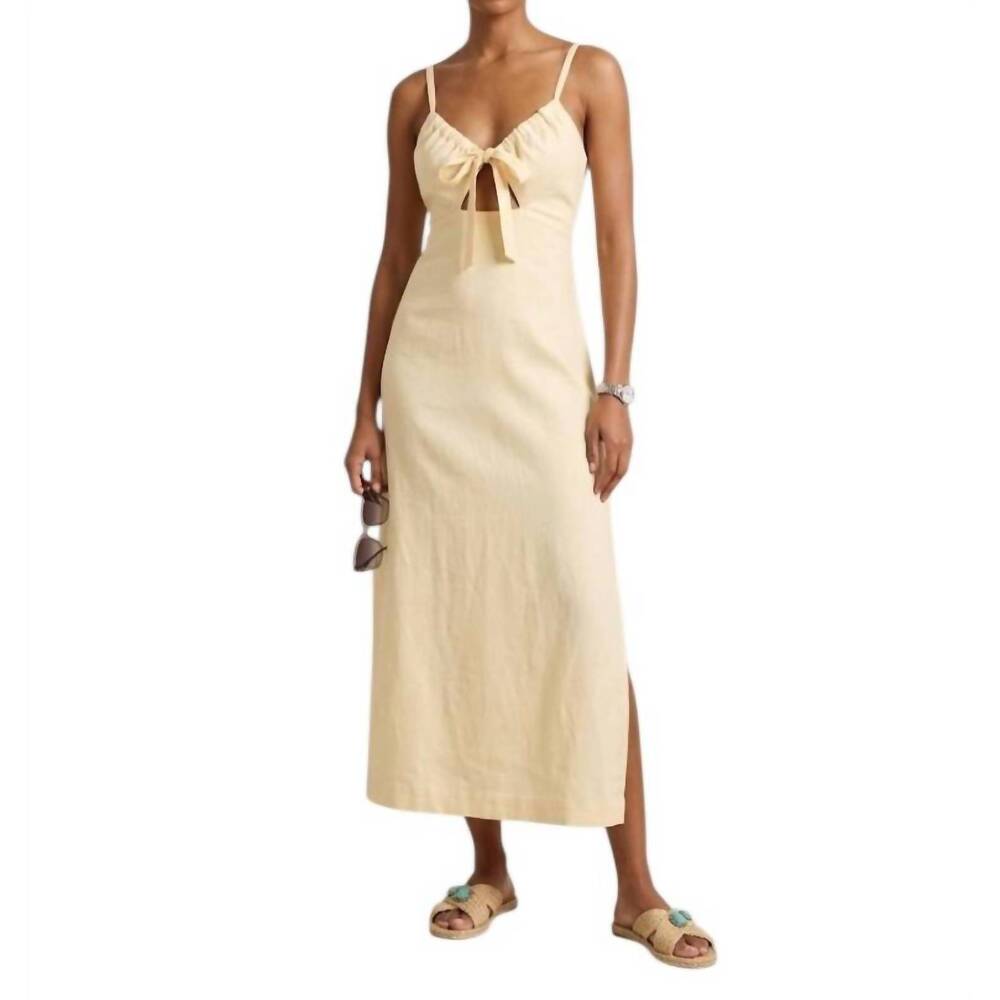 NEW DRESS TO v-neck front tie long dress in suntan